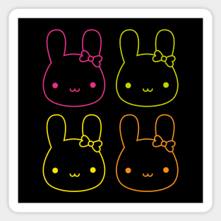 Kawaii Neon Bunny Bows Sticker